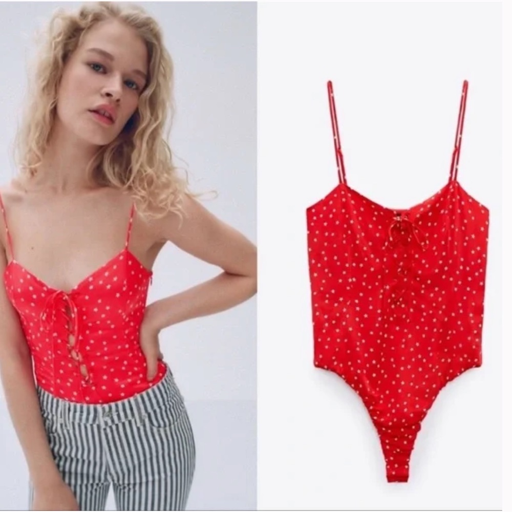 Zara | Star Lace-Up Spaghetti Strap Bodysuit